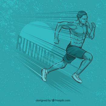 Man running blue background Man running blue background