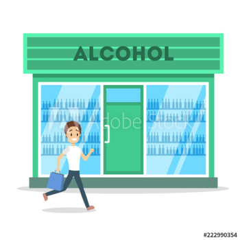 Man running to the alcohol store Man running to the alcohol store