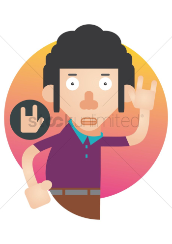 Man showing the rock n roll hand sign Man showing the rock n roll hand sign