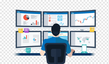 man sitting in front of computer monitors, Network operations center Network monitoring Management Information security operations center Business, analyst, computer Network, service, people png