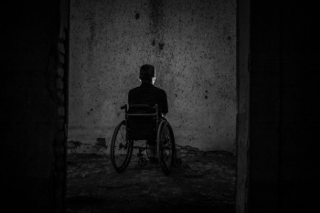 Man Sitting on Wheelchair Man Sitting on Wheelchair