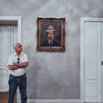 Man Standing Beside Painting Man Standing Beside Painting