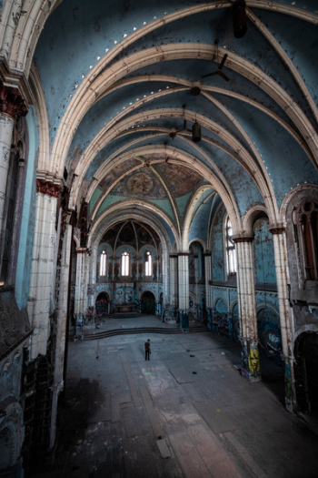 Man Standing Inside Abandoned Building Man Standing Inside Abandoned Building