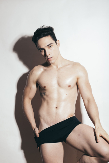 Man Standing Wearing Black Underwear Man Standing Wearing Black Underwear