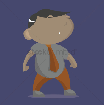 Man standing with legs apart