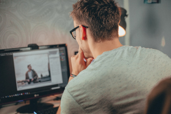 Man Using Desktop Computer Man Using Desktop Computer