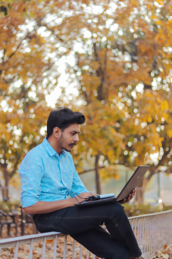 Man Using Laptop Computer