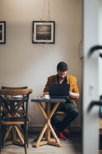 Man Using Laptop Computer