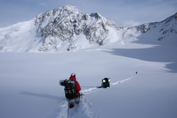 Man Walking on Alps Mountain Man Walking on Alps Mountain