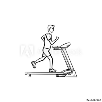 Man walking on treadmill hand drawn outline doodle icon