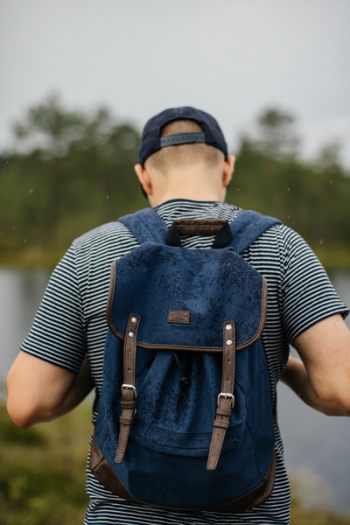 Man Wearing Black Backpack Man Wearing Black Backpack