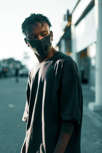 Man Wearing Black Face Mask Man Wearing Black Face Mask
