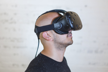 Man Wearing Black Vr Headset Man Wearing Black Vr Headset