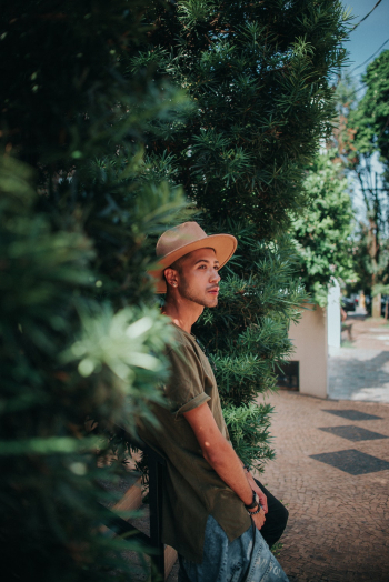 Man Wearing Brown Cap Man Wearing Brown Cap