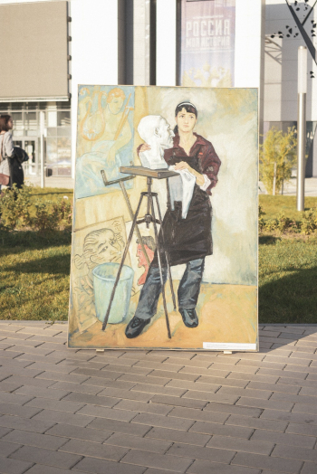 Man Wears Black Apron Painting Man Wears Black Apron Painting