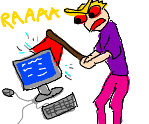 Man who is mad at broken computer - Drawception