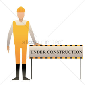 Man with under construction board Man with under construction board