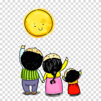 Man, woman, and girl facing sun , Chuseok Child Mid-Autumn Festival Moon, Child of the moon transparent background PNG clipart