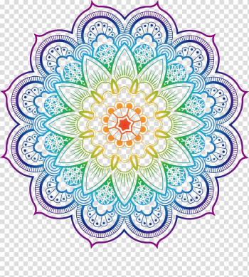 Mandala Coloring book Buddhism Illustration, Datura flower color, mandala floral artwork transparent background PNG clipart