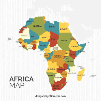 Map of africa continent with different colors