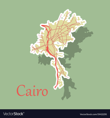 Map of cairo city streets egypt sticker view vector image Map of cairo city streets egypt sticker view vector image