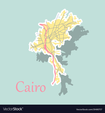 Map of cairo city streets egypt sticker view vector image Map of cairo city streets egypt sticker view vector image