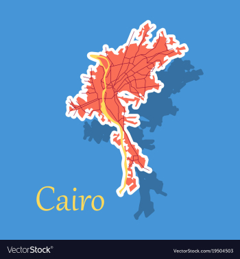 Map of cairo city streets egypt sticker view vector image Map of cairo city streets egypt sticker view vector image