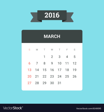 March 2016 Calendar vector image March 2016 Calendar vector image
