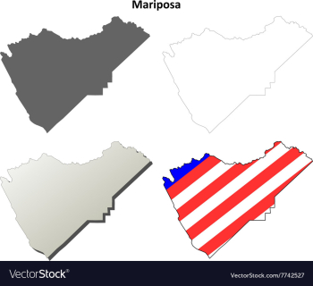Mariposa County California outline map set vector image Mariposa County California outline map set vector image