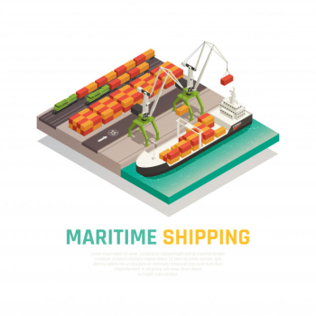 Maritime shipping isometric composition Free Vector Maritime shipping isometric composition Free Vector