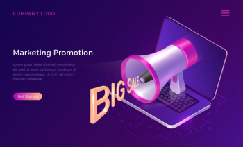 Marketing promotion concept, isometric megaphone Free Vector Marketing promotion concept, isometric megaphone Free Vector