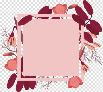 Maroon and beige flower frame illustration, Red frame , Wine red flower title box transparent background PNG clipart