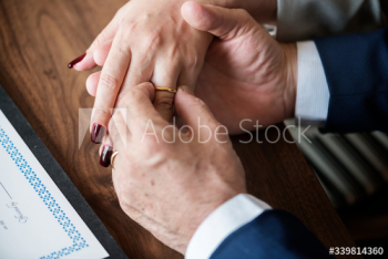 Married elderly couple with rings Married elderly couple with rings