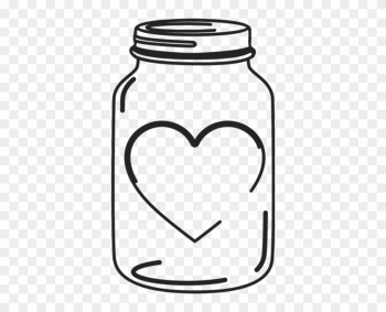 Mason Jar Rubber Stamp With Heart - Mason Jar Clip Art