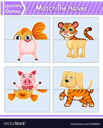match the halves of animals matching game for match the halves of animals matching game for