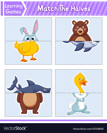 match the halves of animals matching game for match the halves of animals matching game for