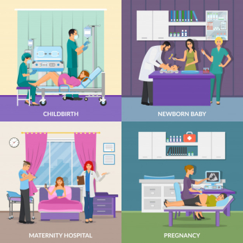 Maternity hospital 2x2 design concept Free Vector Maternity hospital 2x2 design concept Free Vector