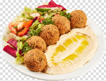 Meatball and vegetables on plate, Falafel Lebanese cuisine Vegetarian cuisine Korokke Full breakfast, others transparent background PNG clipart