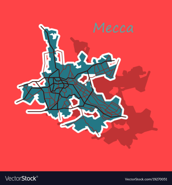 Mecca map saudi arabia sticker vector image Mecca map saudi arabia sticker vector image