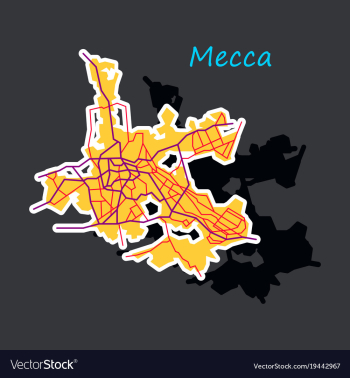 Mecca map saudi arabia sticker vector image Mecca map saudi arabia sticker vector image