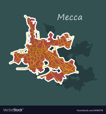 Mecca map saudi arabia sticker vector image Mecca map saudi arabia sticker vector image