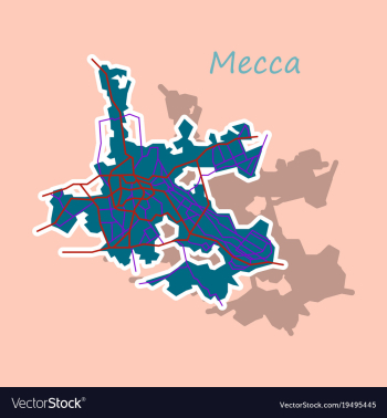 Mecca map saudi arabia sticker vector image Mecca map saudi arabia sticker vector image