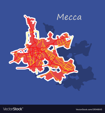 Mecca map saudi arabia sticker vector image Mecca map saudi arabia sticker vector image
