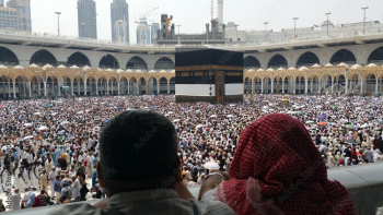 MECCA, SAUDI ARABIA - Muslim pilgrims from all over the world gathered to perform Umrah or Hajj at the Haram Mosque in Mecca, Saudi Arabia