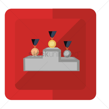 Medalist placing on a podium Medalist placing on a podium
