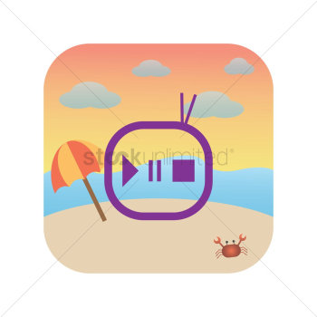 Media symbol with beach background Media symbol with beach background