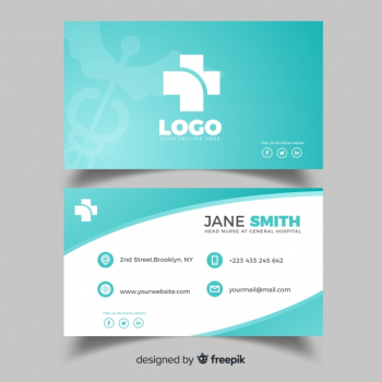 Medical business card design in flat style