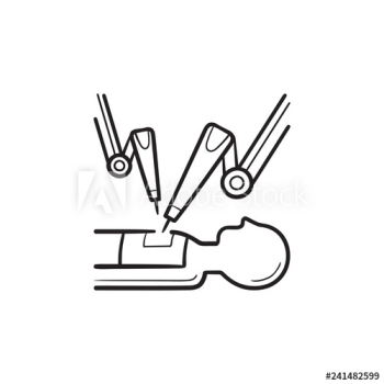 Medical robot at robot-assisted surgery hand drawn outline doodle icon Medical robot at robot-assisted surgery hand drawn outline doodle icon