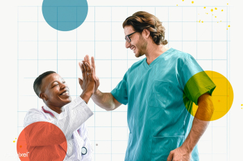 Medical staff doing a high five during the coronavirus pandemic  | Free  transparent png - 2317451