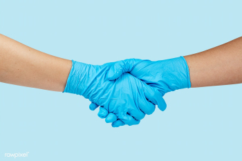 Medical staff shaking hands during coronavirus pandemic mockup | Free  psd mockup - 2294598